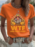 Wtf Wine Turkey Family Glasses T-Shirt Thanksgiving Merch Top Scary Night Presents - Merchluma