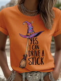 Yes I Can Drive A Stick Witch Hat T-Shirt Halloween Merch Gift For Movie Lovers - Merchluma
