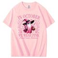 In October We Wear Pink Cow T-Shirt Breast Cancer Awareness Tee Halloween Gifts Ideas - Merchluma