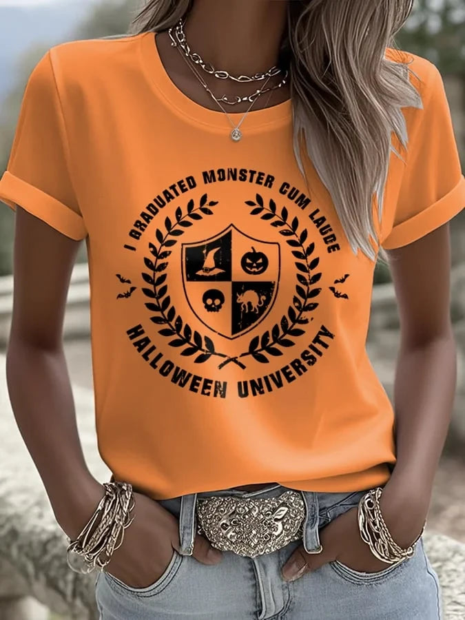 I Graduated Monster Cum Laude T-Shirt Halloween University Shirt Unique Gift - Merchluma