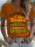 Women's Forever Thankful Always Grateful Abundantly Blessed T-Shirt Best Gifts For Her - Merchluma