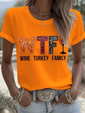 Womens Thanksgiving T-Shirt Wtf Wine Turkey Family Cross Clothing Gift Ideas For Her Fans - Merchluma