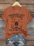 Halloween Skull Pumpkin T-Shirt Halloween Isn't Just A Holiday It's A Lifestyle Shirt Gifts - Merchluma
