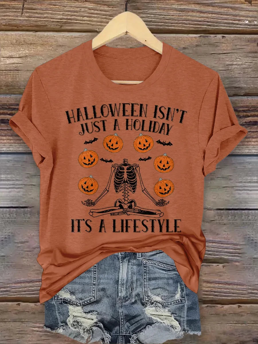 Halloween Skull Pumpkin T-Shirt Halloween Isn't Just A Holiday It's A Lifestyle Shirt Gifts - Merchluma