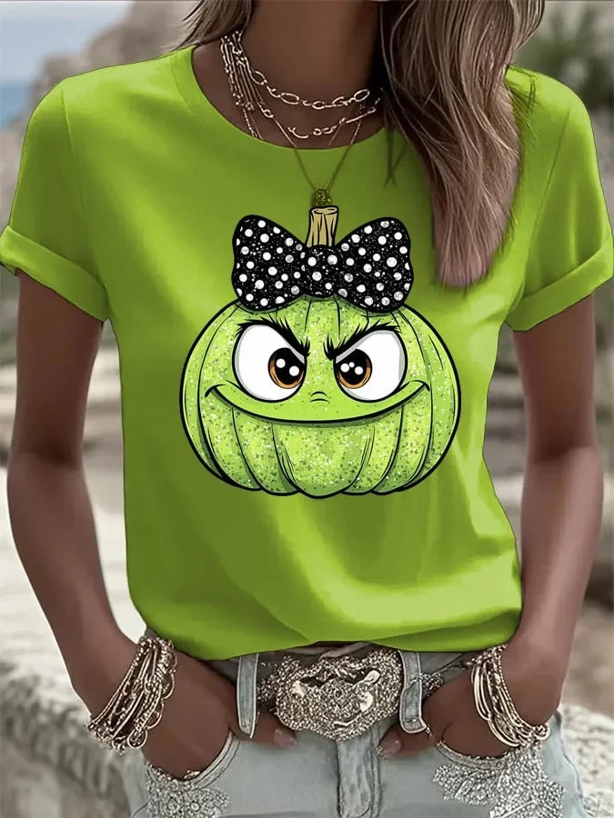 Women's Halloween Pumpkin Face T-Shirt Halloween Merch Cool Gifts For Fans - Merchluma