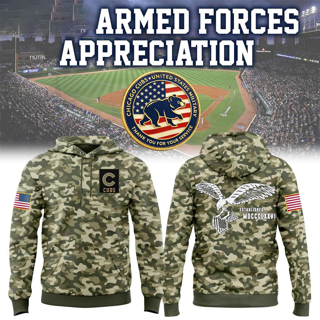Chicago Cubs 2026 Armed Forces Appreciation Hoodie Chicago Cubs Merch Gift For Dad - Merchluma