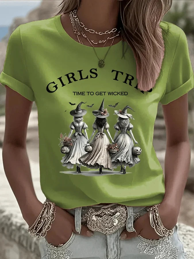 Girls Trip Time To Get Wicked Witches T-Shirt Halloween Merch Gift For Wife - Merchluma