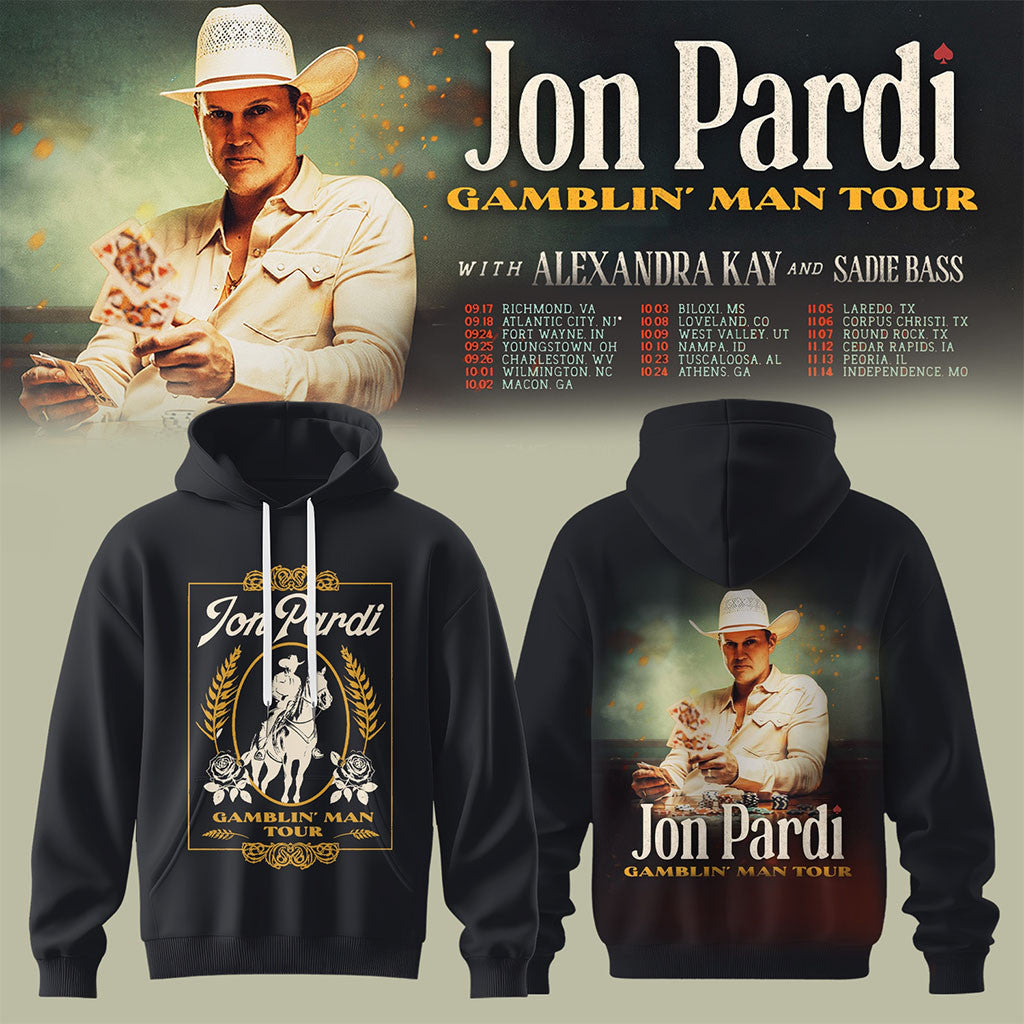 Jon Pardi Gamblin Man Tour 2026 Hoodie Jon Pardi Merch Concert Outfits Gift For Music Fans - Merchluma