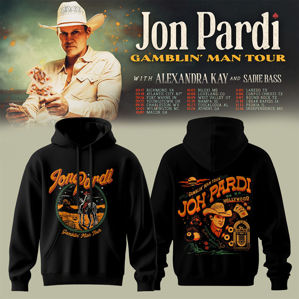Jon Pardi Merch Gamblin Man Tour 2026 Hoodie Jon Pardi Tour Merch Best Gift For Country Fans - Merchluma