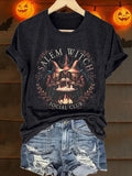 Salem Witch Crow Retro Halloween T-Shirt Witch Halloween Merch Gift For Mystery Fans - Merchluma