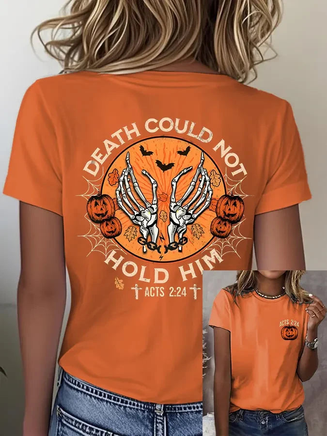 Death Could Not Hold Him Ghost T-Shirt Spooky Retro Women's Tee Halloween Gifts - Merchluma
