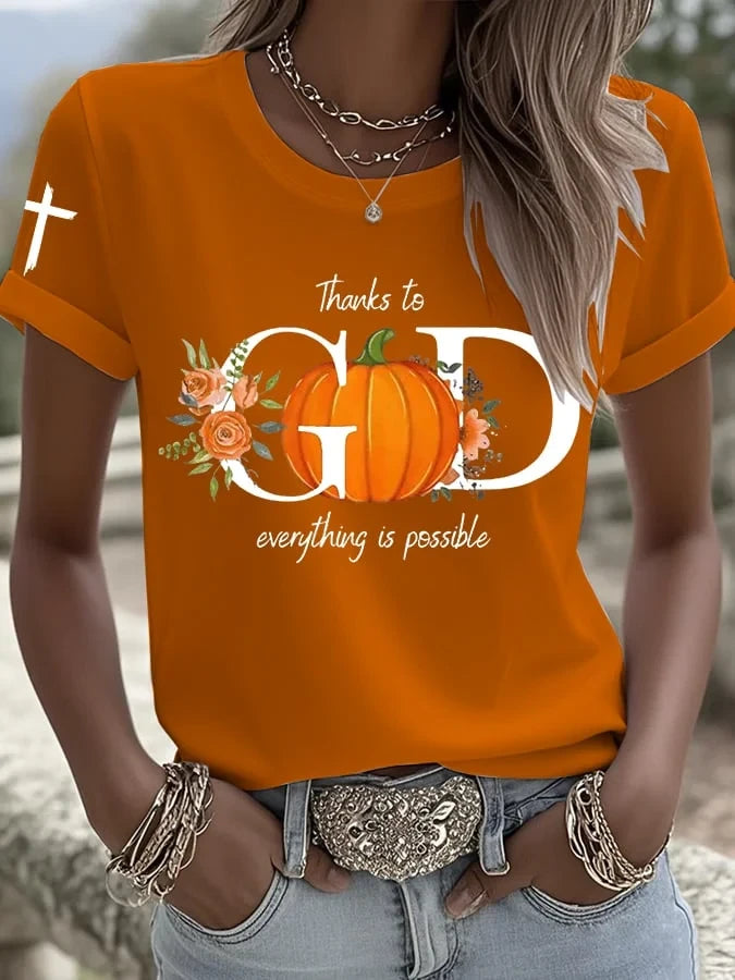 Thanks To God Everything Is Possible T-Shirt Halloween Graphic Tees Present - Merchluma