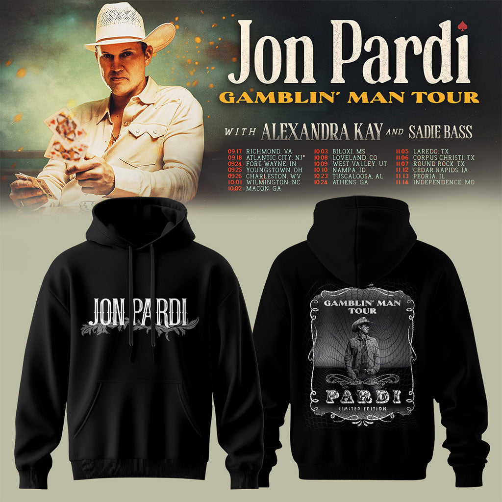 Jon Pardi Gamblin Man Tour 2026 Hoodie Jon Pardi Concert Merch Country Fan Outfits Best Gifts - Merchluma