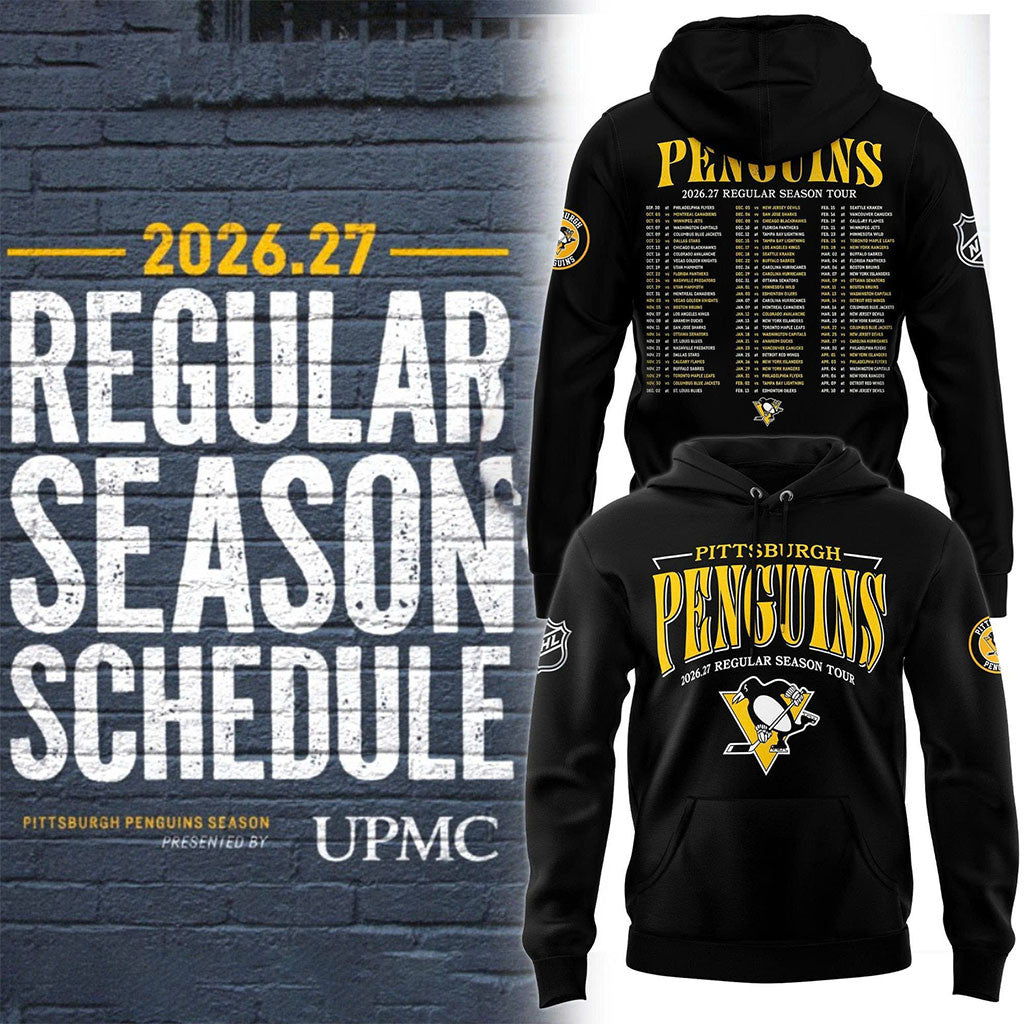 Pittsburgh Penguins 2026 27 Regular Season Schedule Hoodie Black Hockey Fan Gear Best Gifts - Merchluma