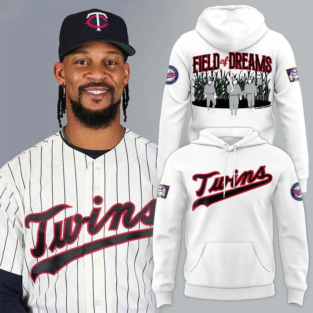 Minnesota Twins 2026 At Field Of Dreams Game White Hoodie Twins Merch Gifts For Baseball Fans - Merchluma
