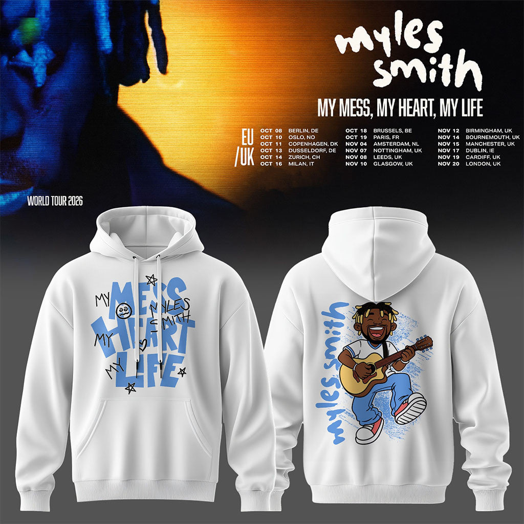 Myles Smith Merch My Mess My Heart My Life Tour 2026 Hoodie Music Related Gifts For Guys - Merchluma