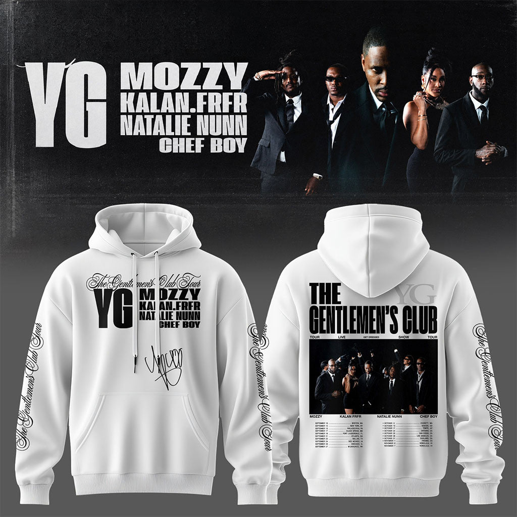 YG The Gentlemen's Club Tour 2026 White Hoodie YG Merch Gifts For Hip Hop Fans - Merchluma