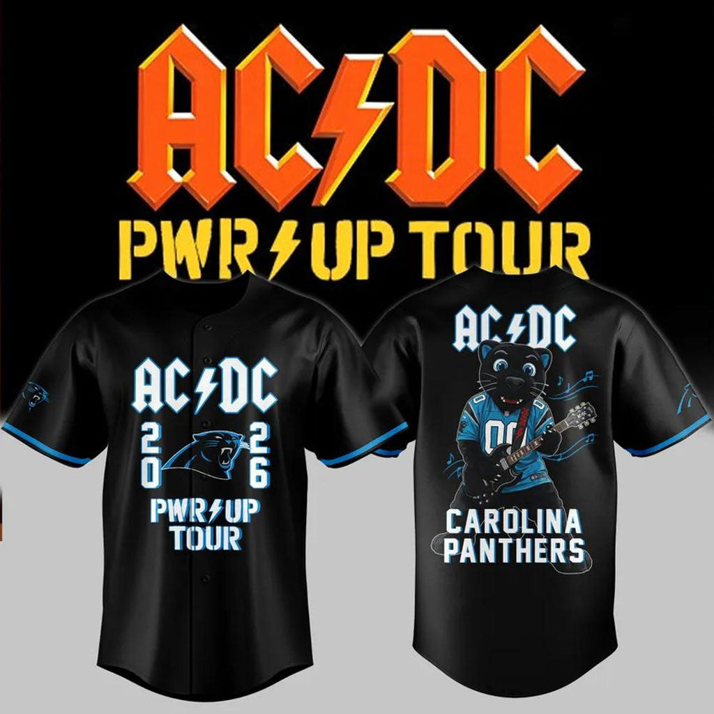 AC DC X Carolina Panthers Merch Power Up Tour 2026 Baseball Jersey ACDC Concert Merch Fan Gifts - Merchluma