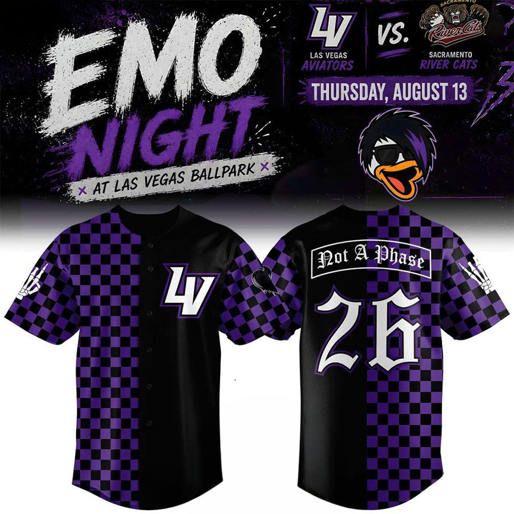 Las Vegas Aviators 2026 Emo Night Theme Game Baseball Jersey LV Aviators Merch Gift For Fans - Merchluma