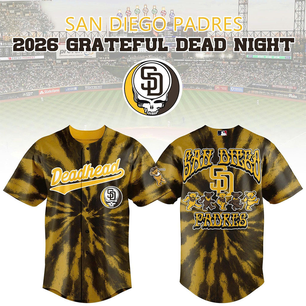 San Diego Padres 2026 Grateful Dead Night Baseball Jersey SD Padres Merch Baseball Fan Gifts - Merchluma