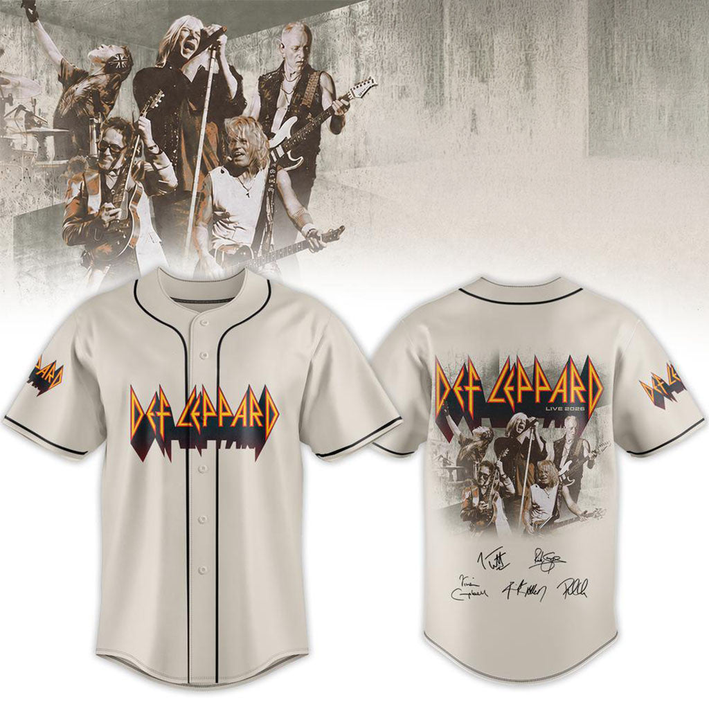 Def Leppard Live 2026 Tour Baseball Jersey Signature Def Leppard Merch Gift For Rock Fans - Merchluma