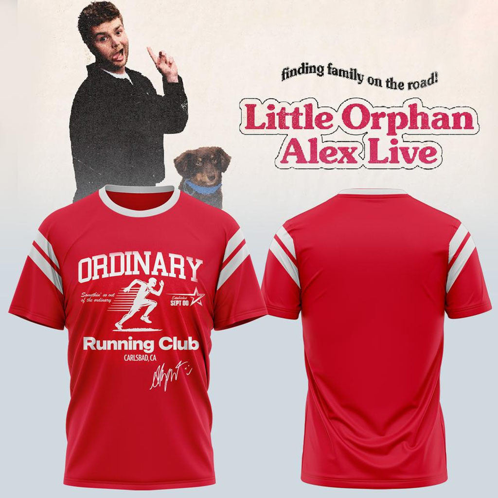 Alex Warren Merch Finding Family On The Road Tour 2026 Ordinary Running Club T-Shirt Signed - Merchluma