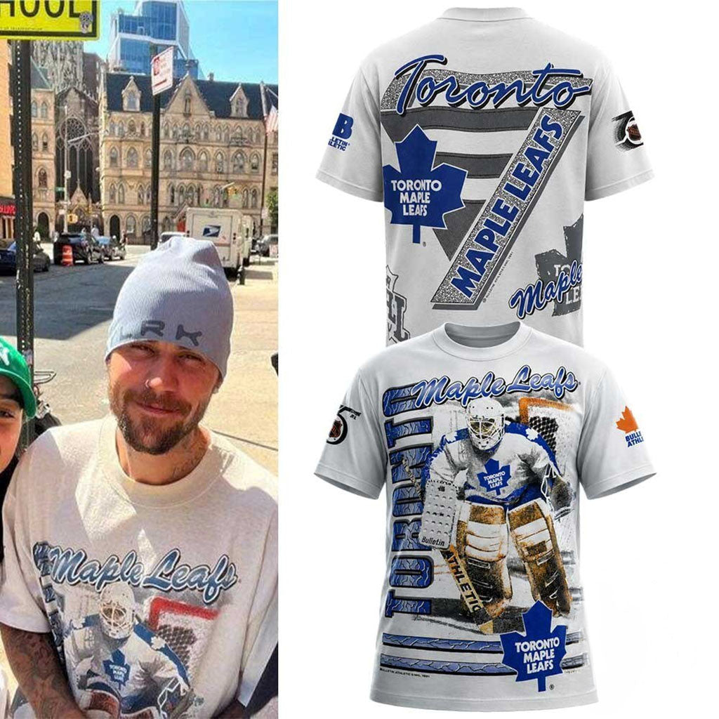 Justin Bieber In Soho New York City Toronto Maple Leafs Shirt Justin Bieber Merch Fan Gifts - Merchluma