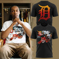 Detroit Tigers Baseball Skull Black T-Shirt With Large Orange D Logo Shirt Detroit Tigers Merch - Merchluma