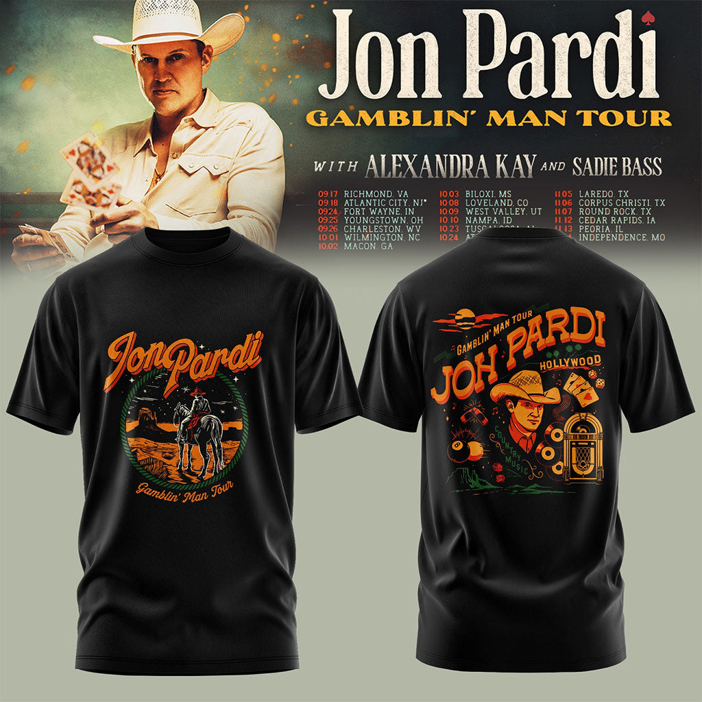 Jon Pardi Merch Gamblin Man Tour 2026 T-Shirt Jon Pardi Concert Merch Gift For Country Fans - Merchluma