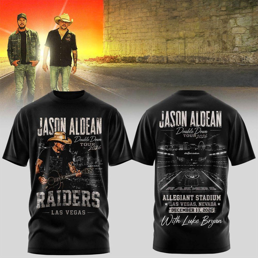 LV Raiders X Jason Aldean Luke Bryan Double Down Tour 2026 T-Shirt Jason Aldean Concert Merch - Merchluma