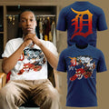 Detroit Tigers 313 Skullxer Tiger Navy Shirt With Large Orange D Logo Tee Detroit Tigers Merch - Merchluma