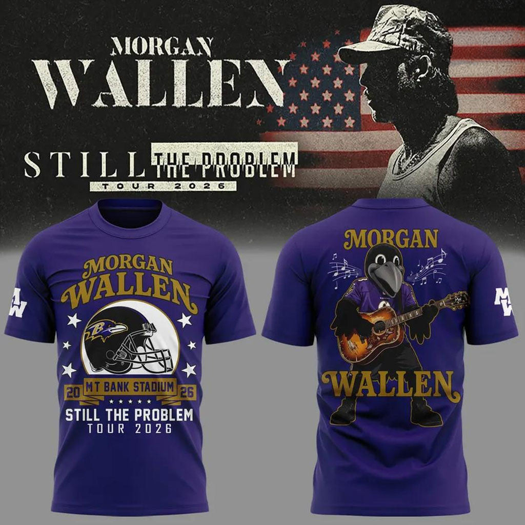 Morgan Wallen X Baltimore Ravens Merch Still The Problem Tour 2026 T-Shirt MW Concert Merch - Merchluma