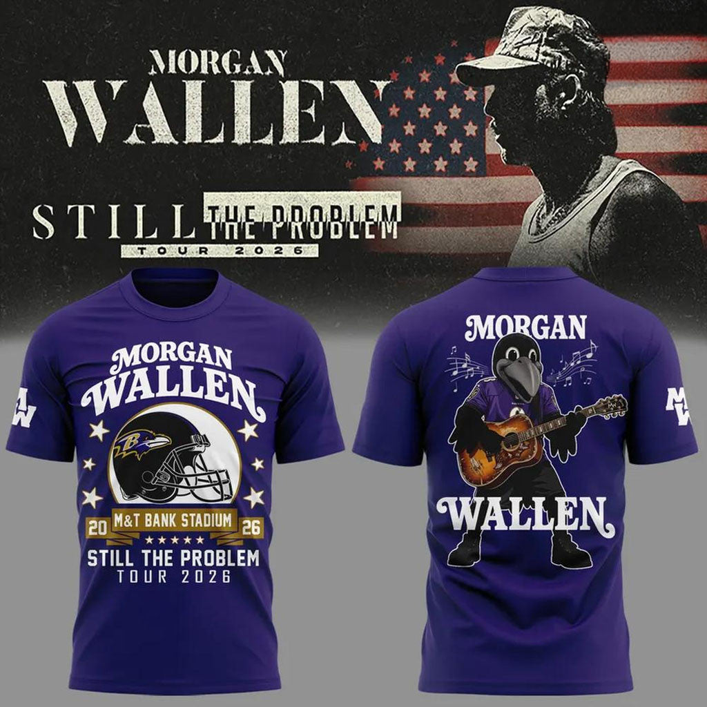 Morgan Wallen X Baltimore Ravens Still The Problem Tour 2026 T-Shirt MW Concert Merch Fan Gifts - Merchluma