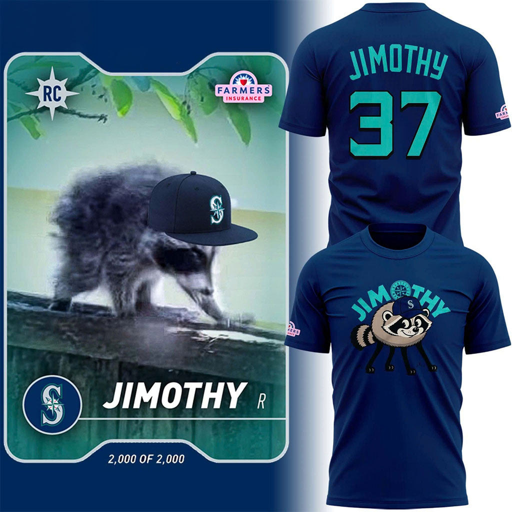 Seattle Mariners X Jimothy 2026 T-Shirt Jimothy The Raccoon Meme Shirt Seattle Mariners Merch - Merchluma