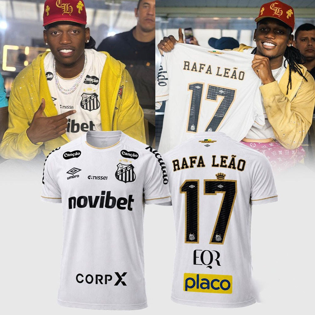 Rafael Leao At Santos Game 17 Santos FC White Soccer Jersey Best Gifts For Brothers - Merchluma