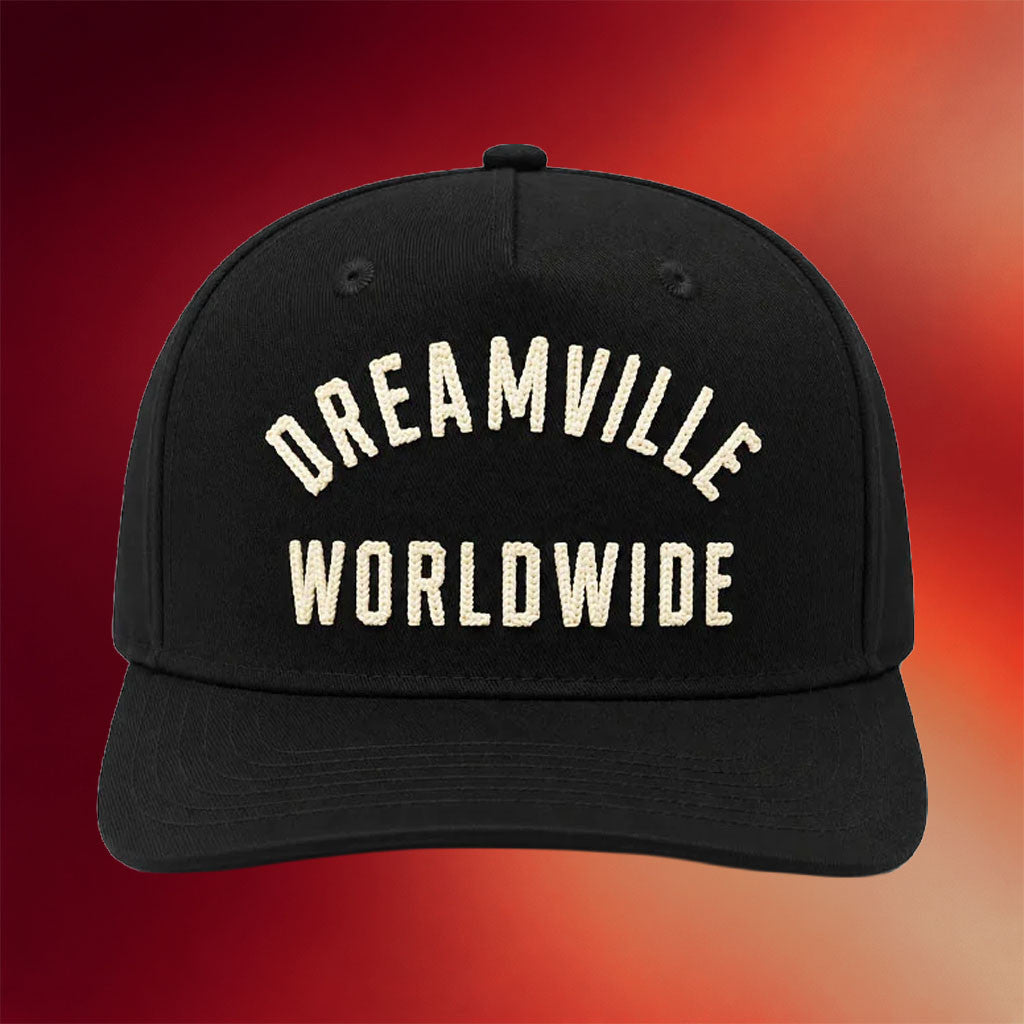 Dreamville Merch 2026 Dreamville Worldwide Hat Black Embroidered Present For Husband - Merchluma
