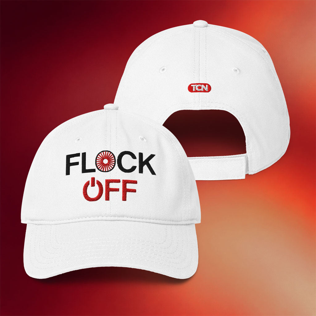 Tucker Carlson Merch 2026 Flock Off Baseball Hat White Embroidered Cap Gifts For Brothers - Merchluma