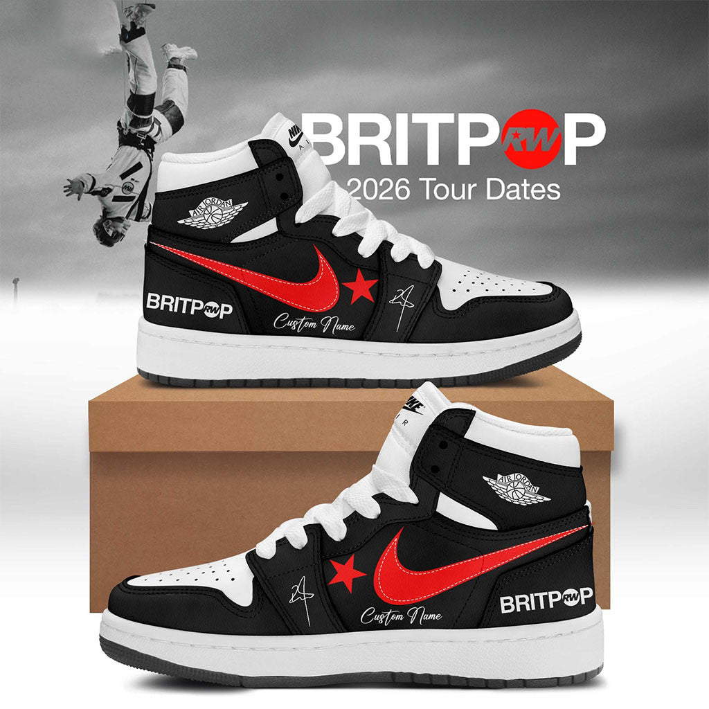 Custom Robbie Williams Merch Britpop World Tour 2026 Signed Sneakers Best Gift For Brothers - Merchluma