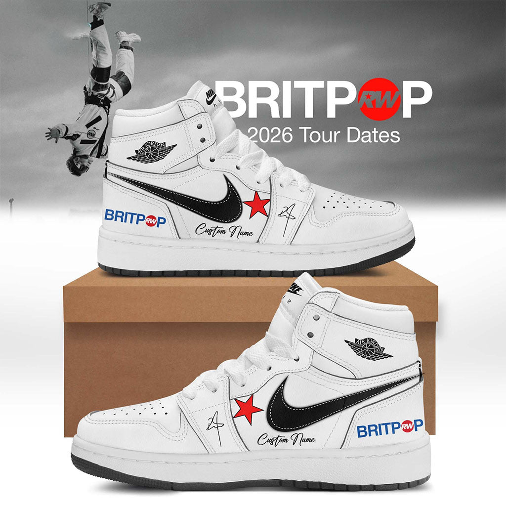 Custom Robbie Williams Merch Britpop World Tour 2026 Sneakers Music Related Gifts For Guys - Merchluma