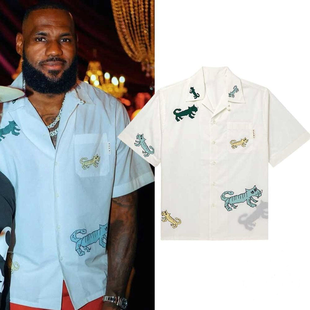 Lebron James Style Off White Cartoon Tiger Hawaiian Shirt Lebron James Merch Gift For Brothers - Merchluma