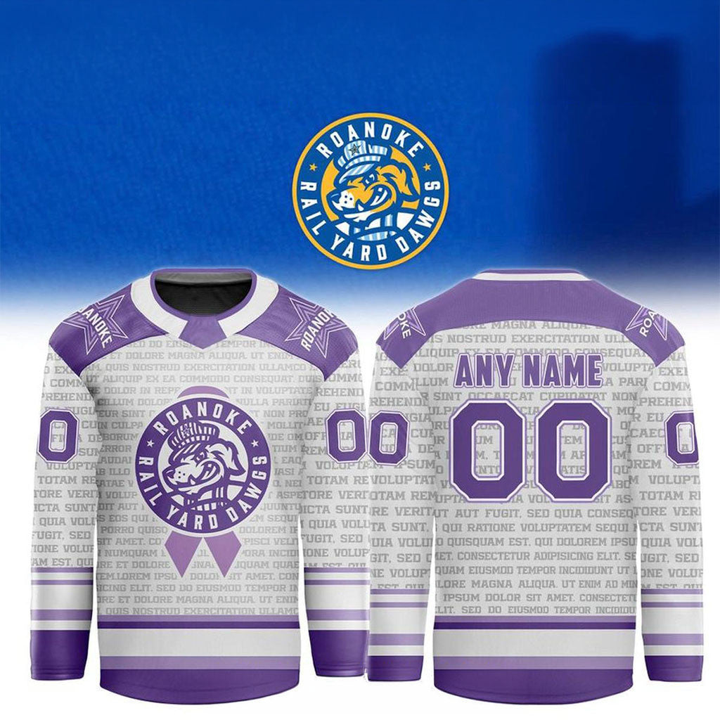 Personalized Roanoke Rail Yard Dawgs Merch 2026 Stick It To Cancer Night Hockey Jersey Fan Gear - Merchluma