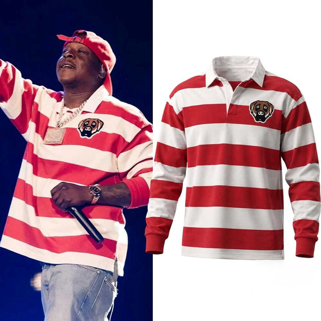 Jadakiss At Jay Z Concert Dog Head Striped Long Sleeve Polo Shirt Jadakiss Merch Brother Gifts - Merchluma