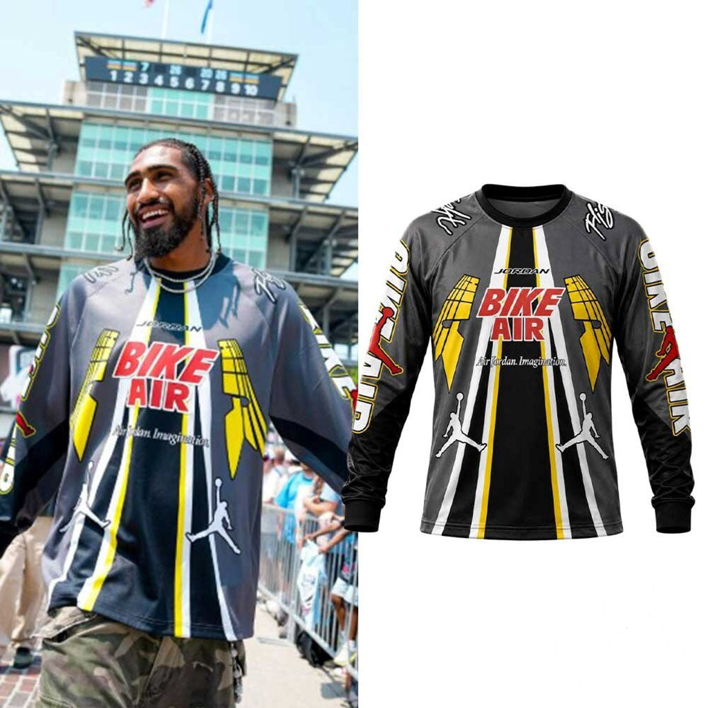 Obi Toppin At Indianapolis Motor Speedway Jordan X Nigel Sylvester BMX Long Sleeve Jersey - Merchluma