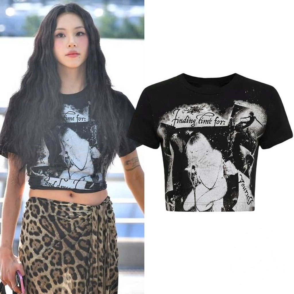Chaeyoung Twice Finding Time For Yourself Black Baby Tee Chaeyoung Merch Gift For Sisters - Merchluma