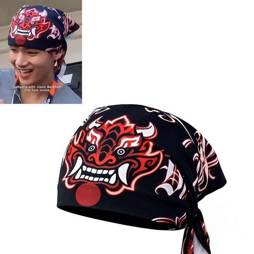 BTS V Taehyung At World Cup Final 2026 Red Demon Bandana Scarf BTS Tour Merch Fan Gifts - Merchluma