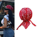 Kim Kardashian Red Durag Skull Cap Head Wrap Biker Motorcycle Du Do Dew Paisley Bandana - Merchluma