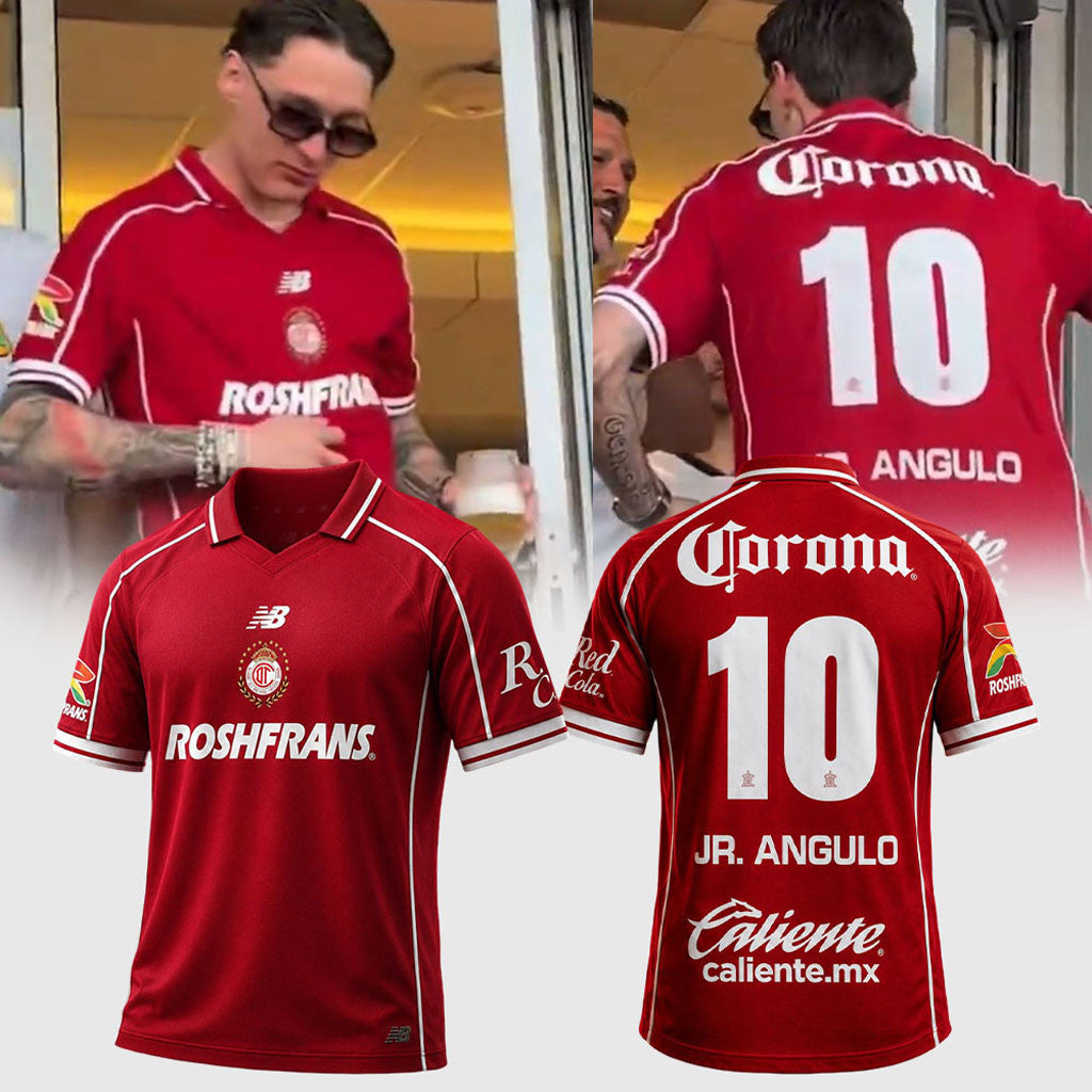 Peso Pluma Jr Angulo 10 Deportivo Toluca FC Red Soccer Jersey Best Gift For Husband - Merchluma