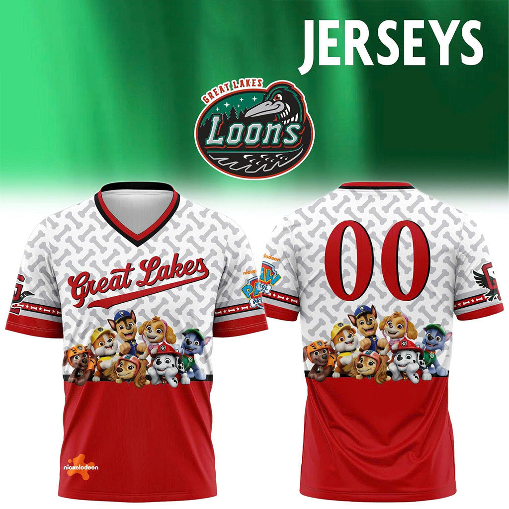 Personalized Great Lakes Loons X Paw Patrol Night 2026 Baseball Jersey Great Lakes Loons Merch - Merchluma