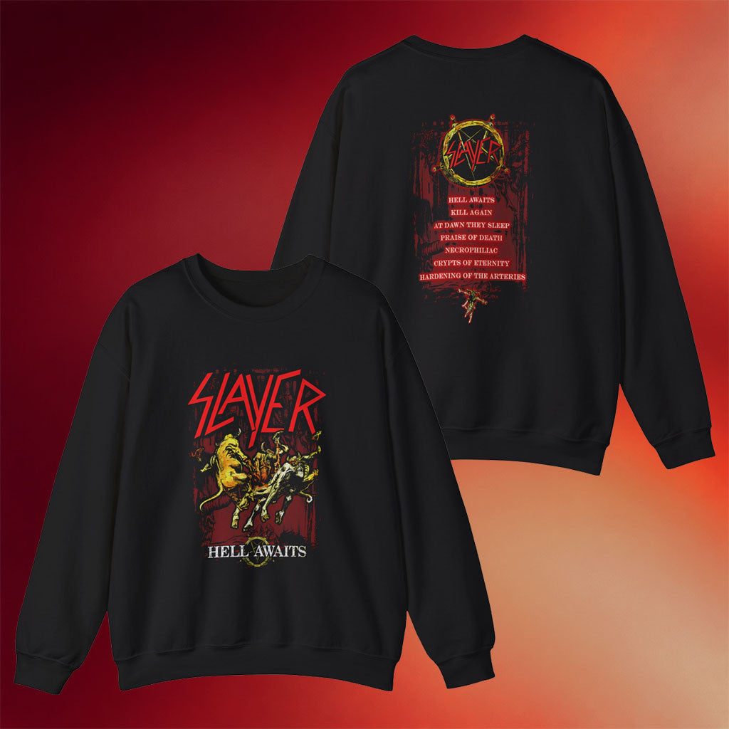 Slayr Merch 2026 Slayer Torn Asunder Hell Awaits Tracklist Sweatshirt Black Gift For BFF - Merchluma