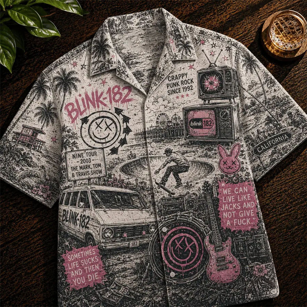Blink-182 Vintage Tropical Hawaiian Shirt Blink-182 Merch Gift Ideas For Brother - Merchluma